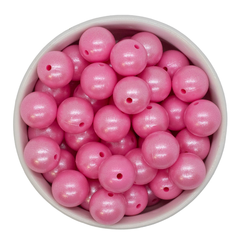 Bubblegum Pink Shimmer Silicone Beads 15mm (Package of 20)