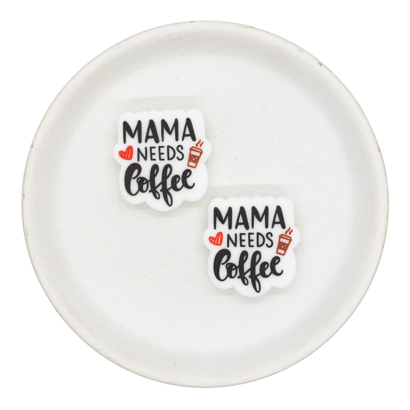 Mama Needs Coffee Silicone Focal Bead 29x28mm (Package of 2)