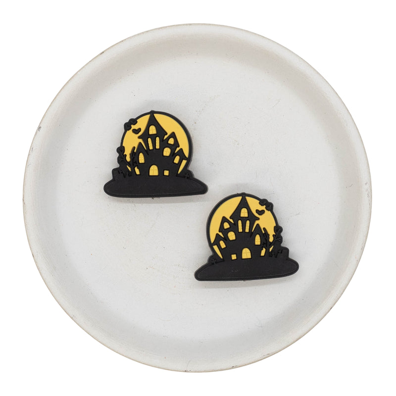 Haunted House Pumpkin Silicone Focal Bead 26x31mm