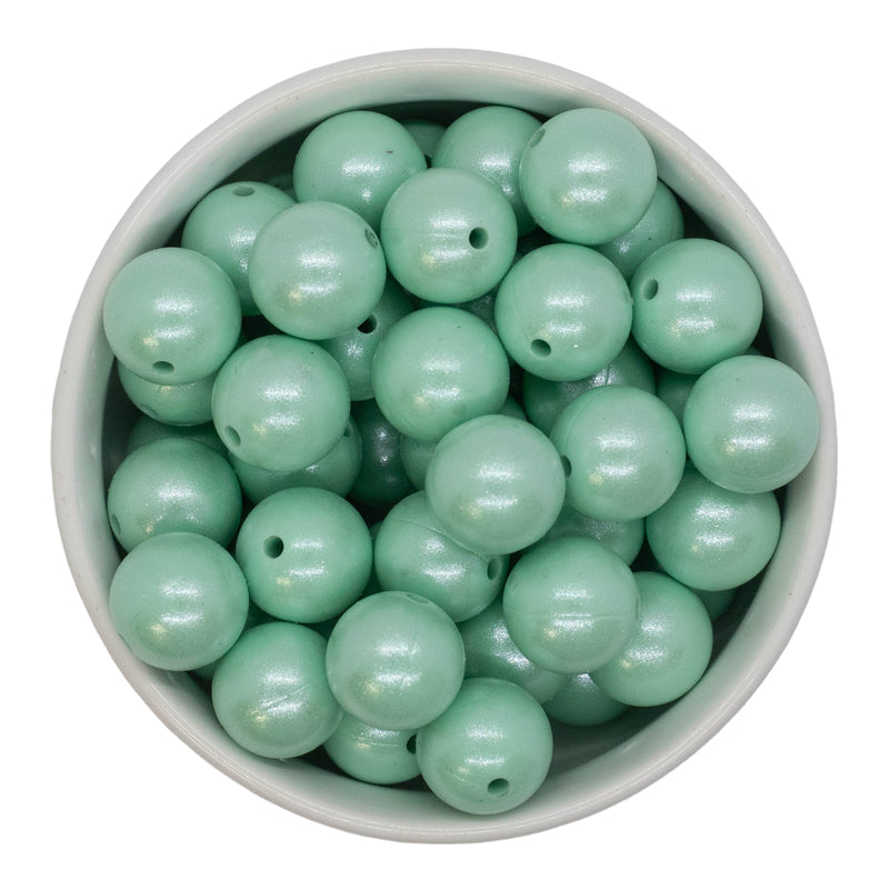 Mint Green Shimmer Silicone Beads 15mm (Package of 10)