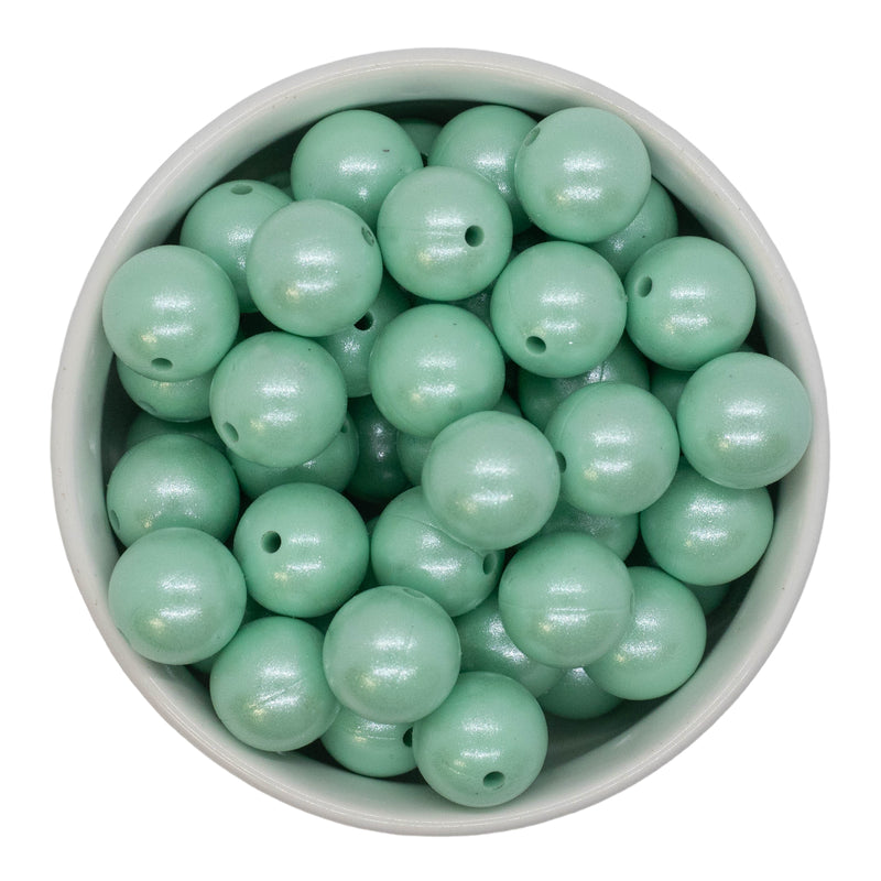 Mint Green Shimmer Silicone Beads 15mm