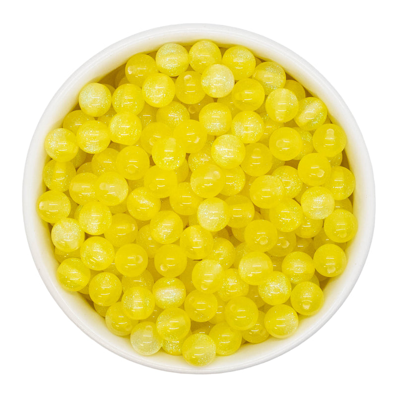 Yellow Cosmic Glitter Beads 8mm (Package of Approx. 50 Beads)