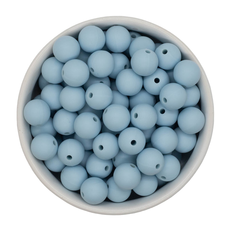 Pale Blue Silicone Beads 12mm (Package of 20)