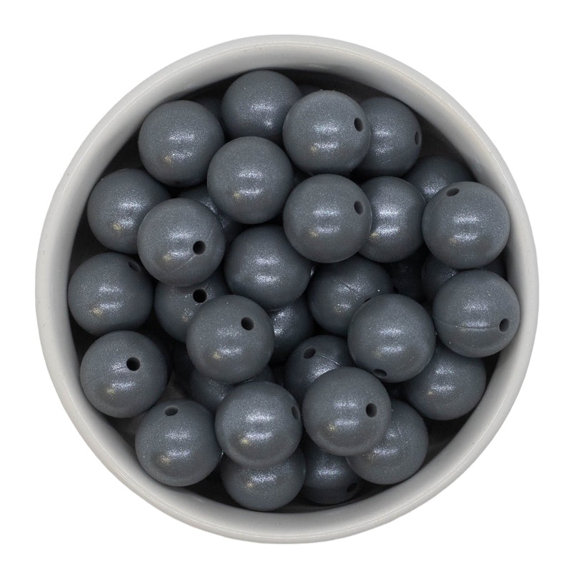 Fossil Grey Shimmer Silicone Beads 15mm