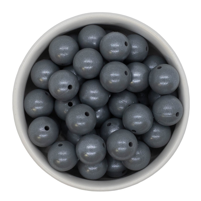 Fossil Grey Shimmer Silicone Beads 15mm (Package of 10)