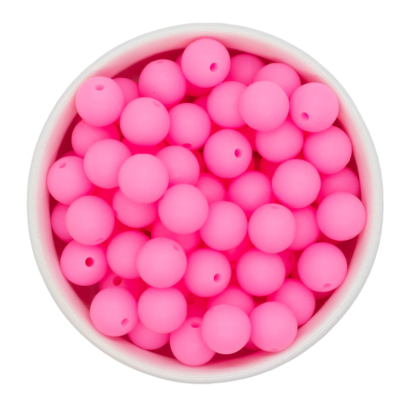 Neon Light Pink Glow in the Dark Silicone Beads 12mm