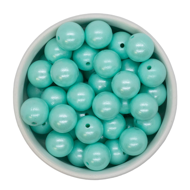 Fresh Mint Shimmer Silicone Beads 15mm (Package of 10)