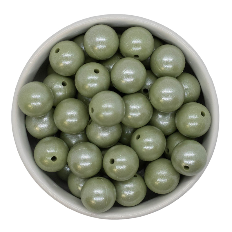 Sage Green Shimmer Silicone Beads 15mm (Package of 10)