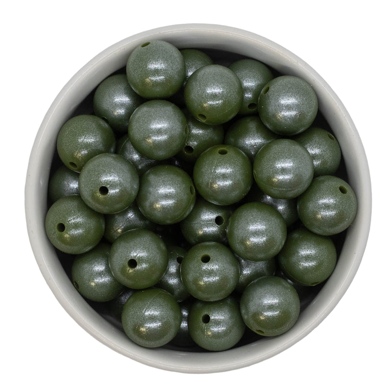 Army Green Shimmer Silicone Beads 15mm (Package of 10)
