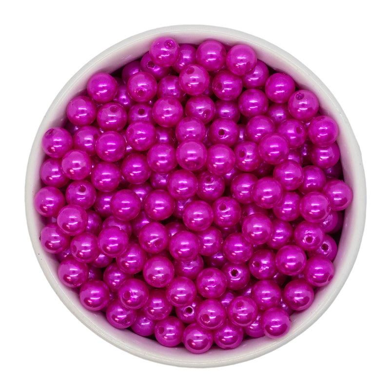 Fuchsia Pearl Beads 8mm (Package of Approx. 50 Beads)