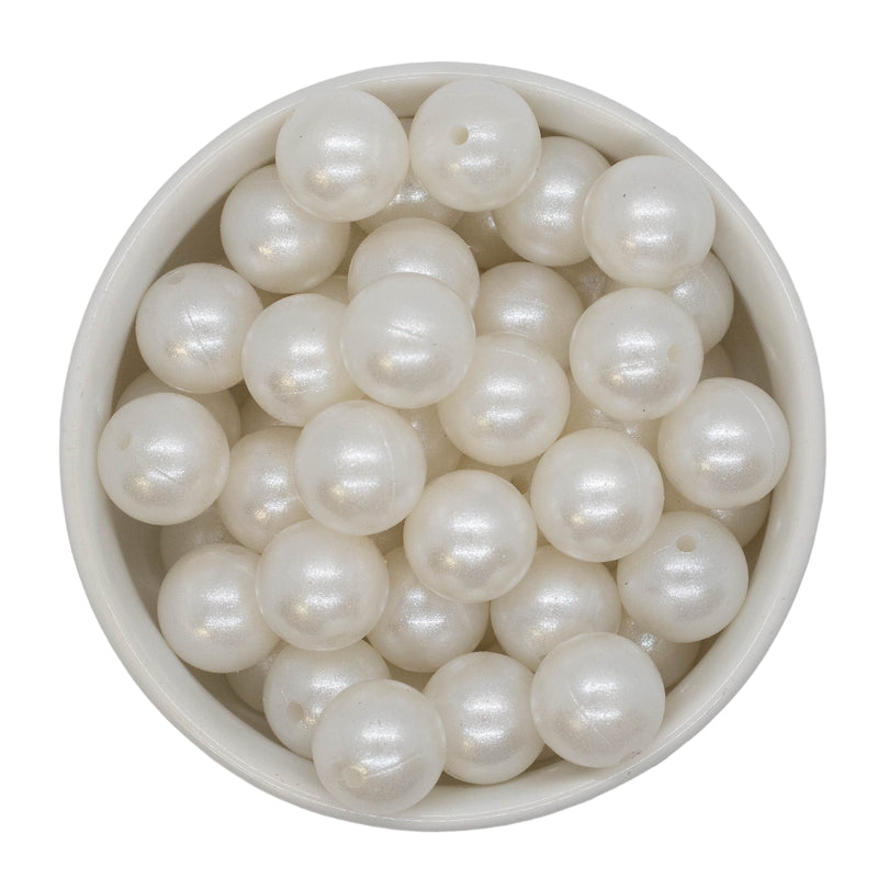 Off White Shimmer Silicone Beads 15mm (Package of 10)