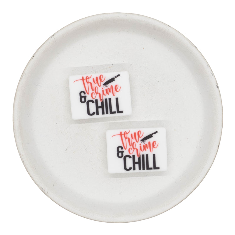 Printed True Crime & Chill Silicone Focal Bead 22x30mm (Package of 2)