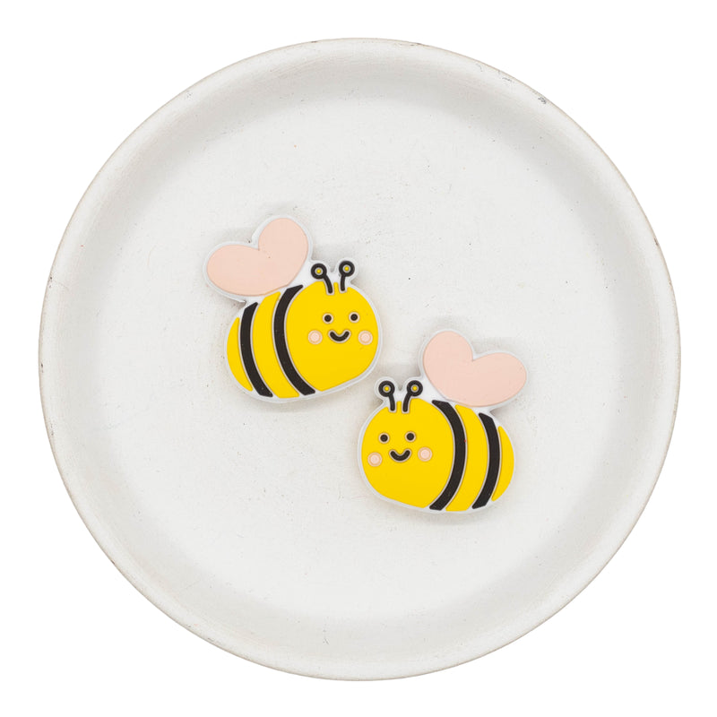 Pink Winged Bumblebee Silicone Focal Bead 30x26mm