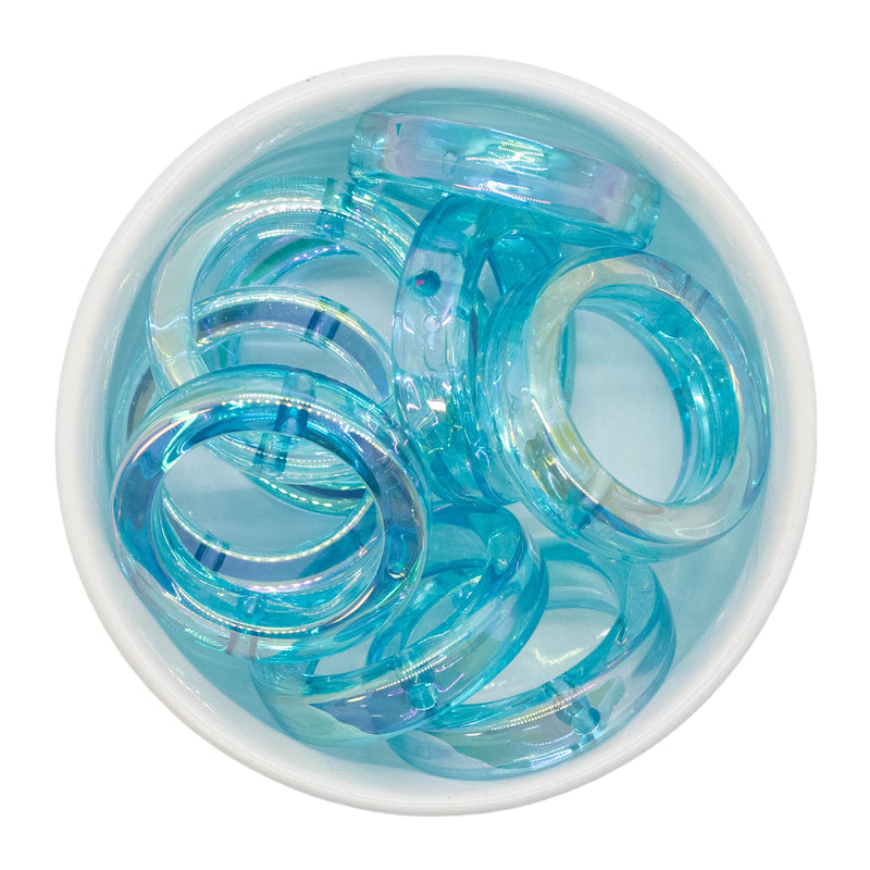 Turquoise Iridescent Acrylic Ring Bead 36mm