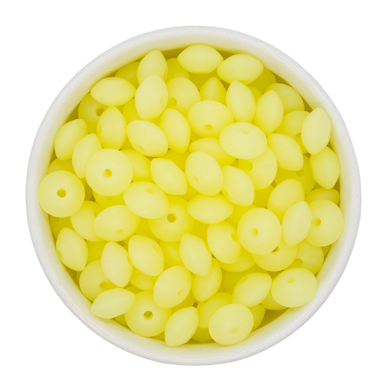 Pale Yellow Glow in the Dark Silicone Lentil Beads 7x12mm (Package of 20)