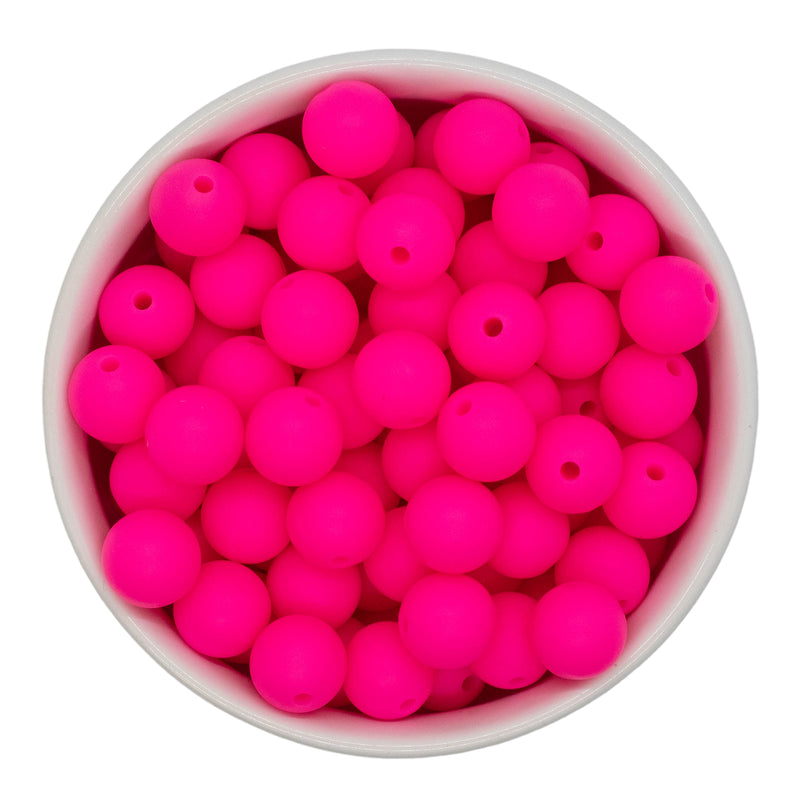 Neon Pink Silicone Beads 12mm (Package of 20)