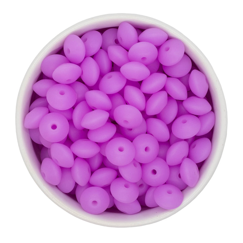 Neon Lilac Glow in the Dark Silicone Lentil Beads 7x12mm (Package of 20)