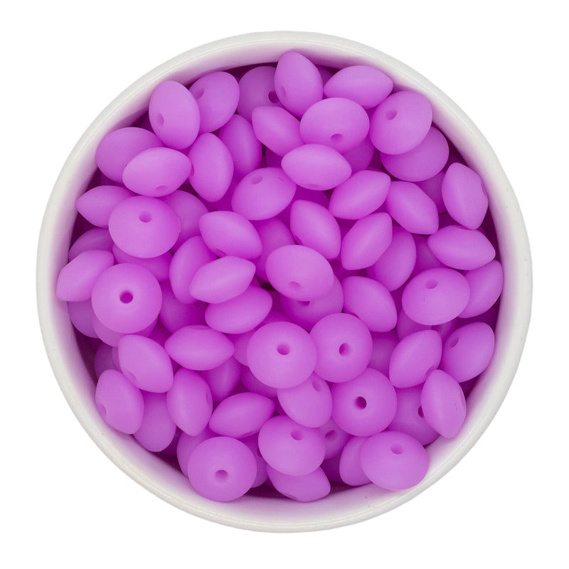 Glow in the Dark Neon Lilac Silicone Lentil Beads 7x12mm (Package of 20)