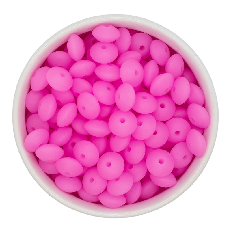 Neon Hot Pink Glow in the Dark Silicone Lentil Beads 7x12mm (Package 20)