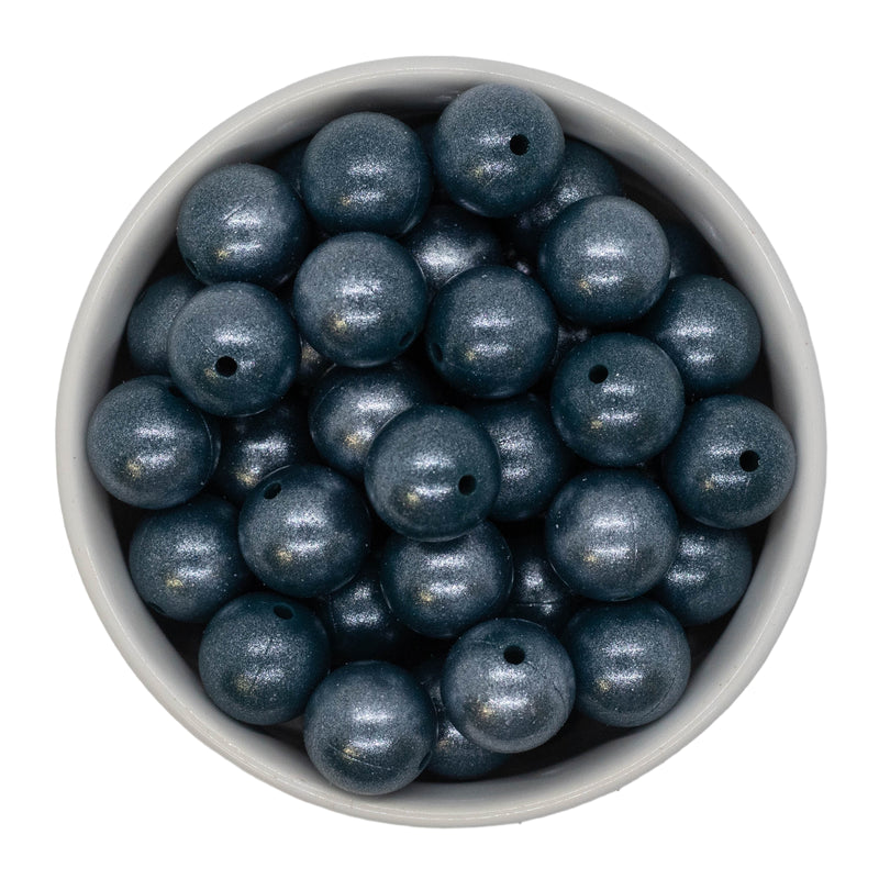 Steel Blue Shimmer Silicone Beads 15mm