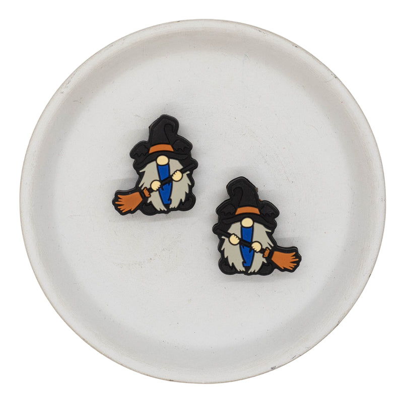 Grey Bearded Witch Gnome Silicone Focal Bead 28x26mm