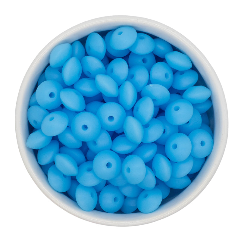 Neon Electric Blue Glow in the Dark Silicone Lentil Beads 7x12mm (Package of 20)