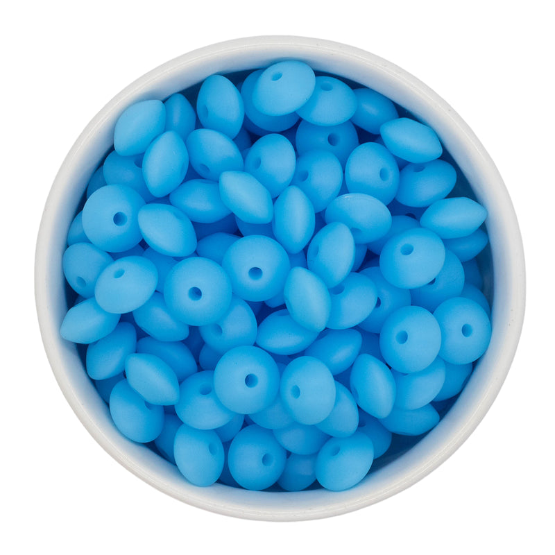 Glow in the Dark Neon Electric Blue Silicone Lentil Beads 7x12mm (Package of 20)