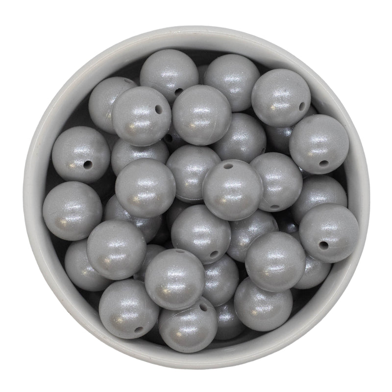 Coin Grey Shimmer Silicone Beads 15mm (Package of 10)