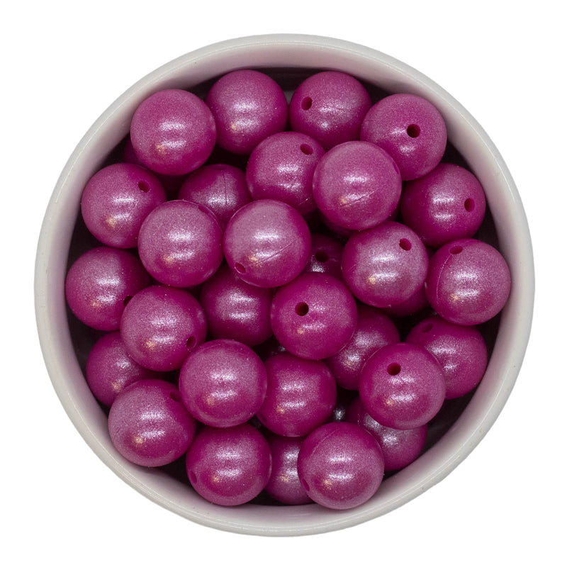 Fuchsia Shimmer Silicone Beads 15mm (Package of 10)