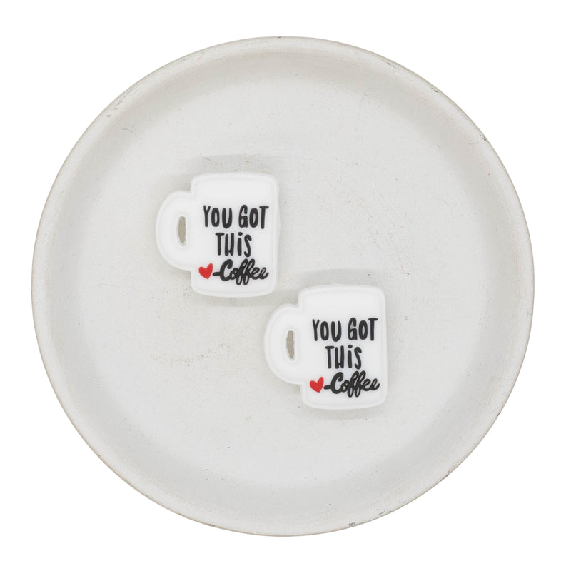White You Got This Love, Coffee Silicone Focal Bead 26mm (Package of 2)