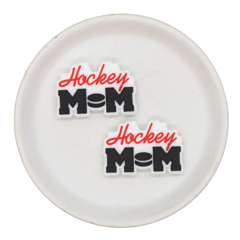 Hockey Mom Silicone Focal Bead 39x27mm (Package of 2)