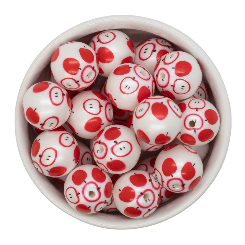 Apple Overlay Printed Beads 20mm (Package of 10)
