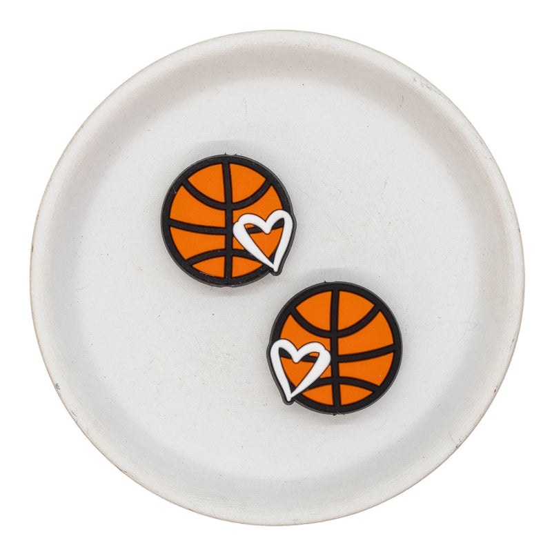 Love Basketball Silicone Focal Bead 28mm (Package of 2)