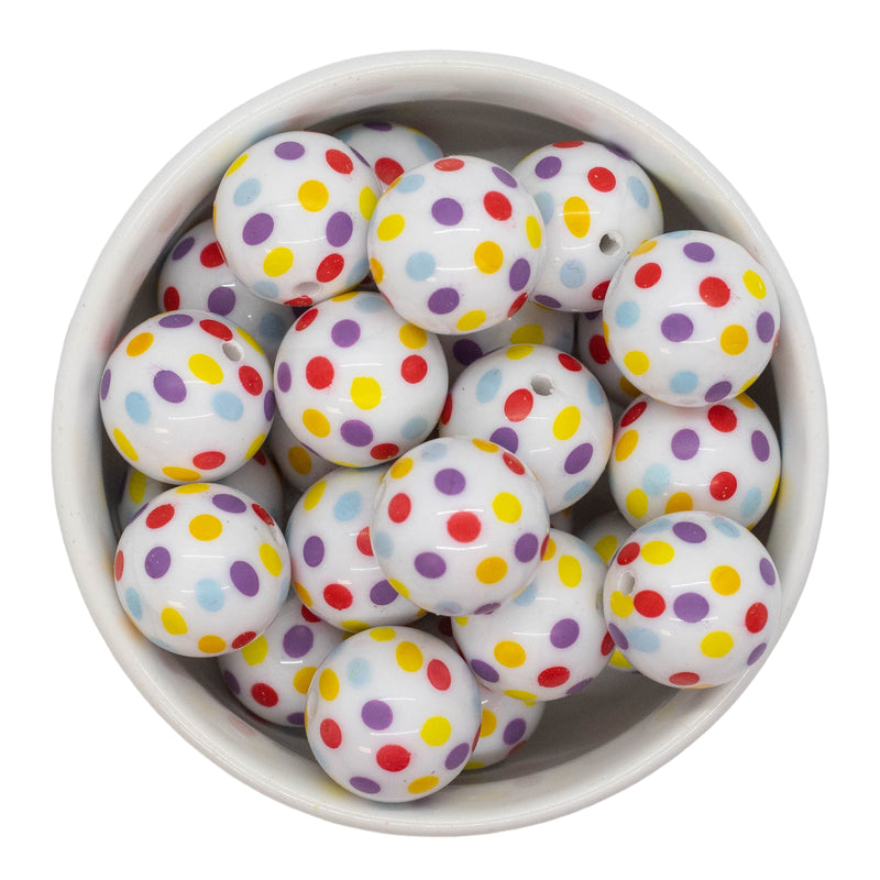 Multicolor Polka Dots Printed Beads 20mm (Package of 20)