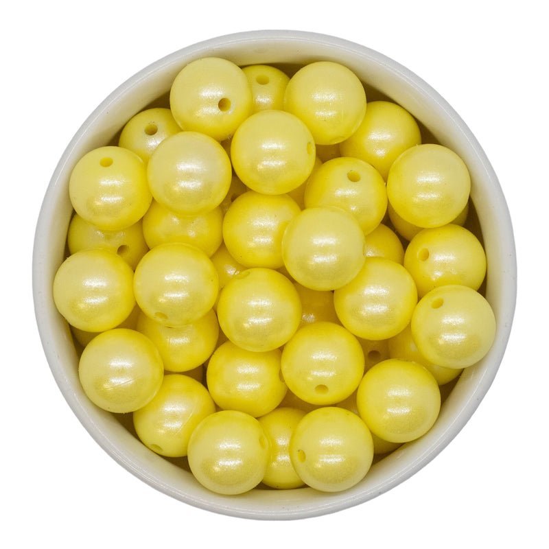 Pale Yellow Shimmer Silicone Beads 15mm (Package of 10)