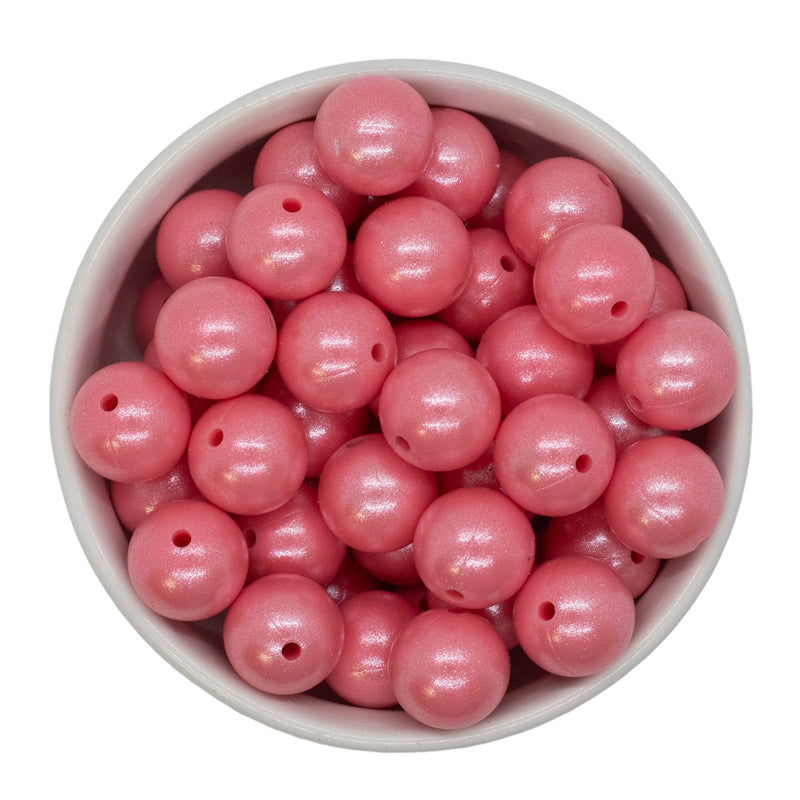 Coral Pink Shimmer Silicone Beads 15mm (Package of 10)