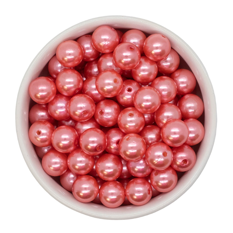 Bright Coral Pearl Beads 12mm