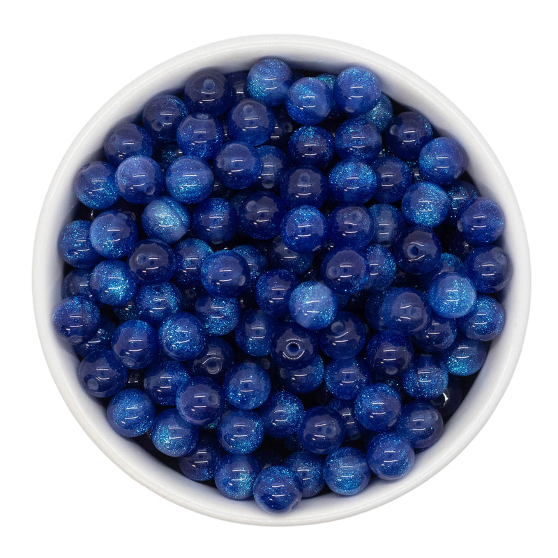 Royal Blue Cosmic Glitter Beads 8mm (Package of Approx. 50 Beads)
