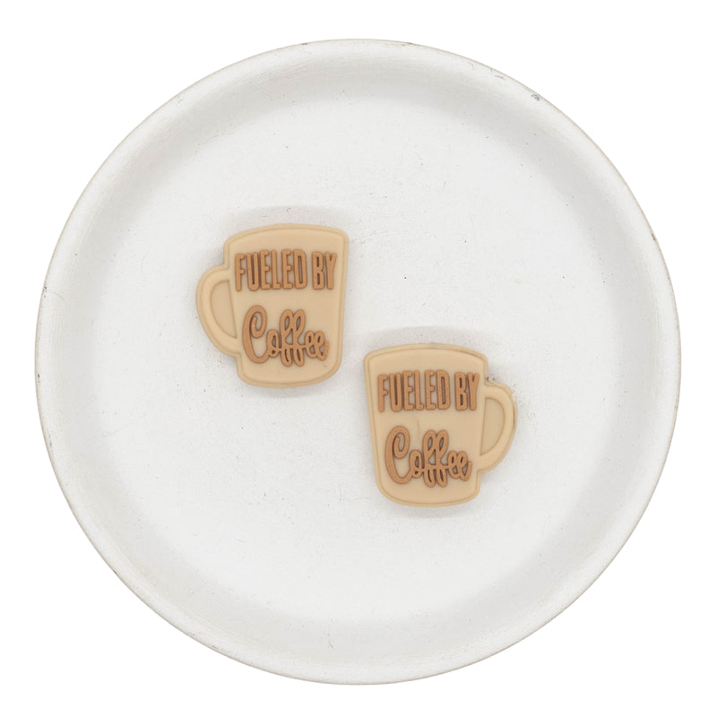 Fueled by Coffee Beige & Tan Silicone Focal Bead 26x24mm (Package of 2)