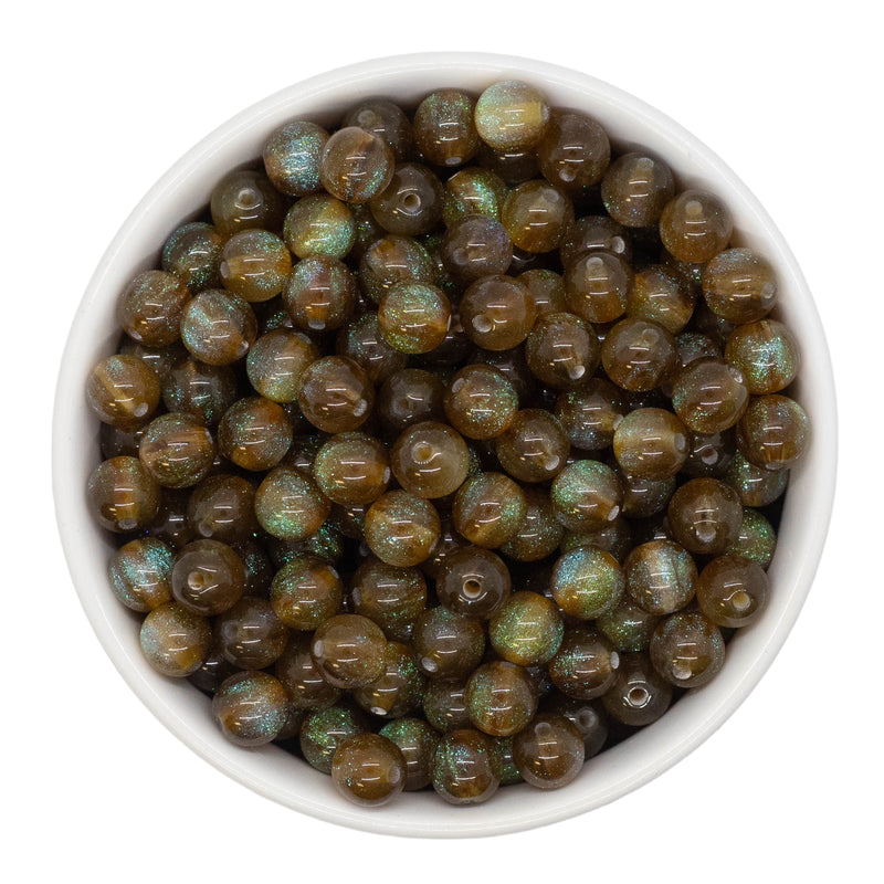 Brown Cosmic Glitter Beads 8mm