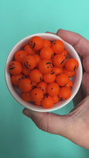 Jack-O-Lantern Face Printed Silicone Beads 15mm (Package of 10)