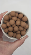 Embossed Latte Silicone Beads 15mm (Package of 10)