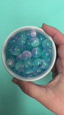 Transparent w/Double Color Glitter Teal & Lilac Beads 16mm (Package of 10)