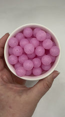 Light Fuchsia Glitter Silicone Beads 15mm (Package of 10)