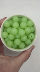 Chartreuse Glitter Silicone Beads 15mm (Package of 10)