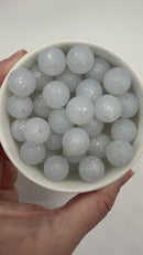 Bright White Glitter Silicone Beads 15mm (Package of 10)