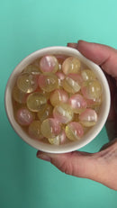 Transparent w/Double Color Glitter Light Pink and Yellow Beads 16mm (Package of 10)