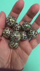 Sand & Black Iridescent Leopard Beads 20mm (Package of 10)