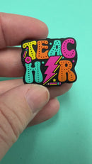 Teacher Lightening Bolt Silicone Focal Bead 25x29mm (Package of 2)