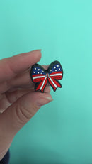 Patriotic Bow Silicone Focal Bead 25x26mm (Package of 2)
